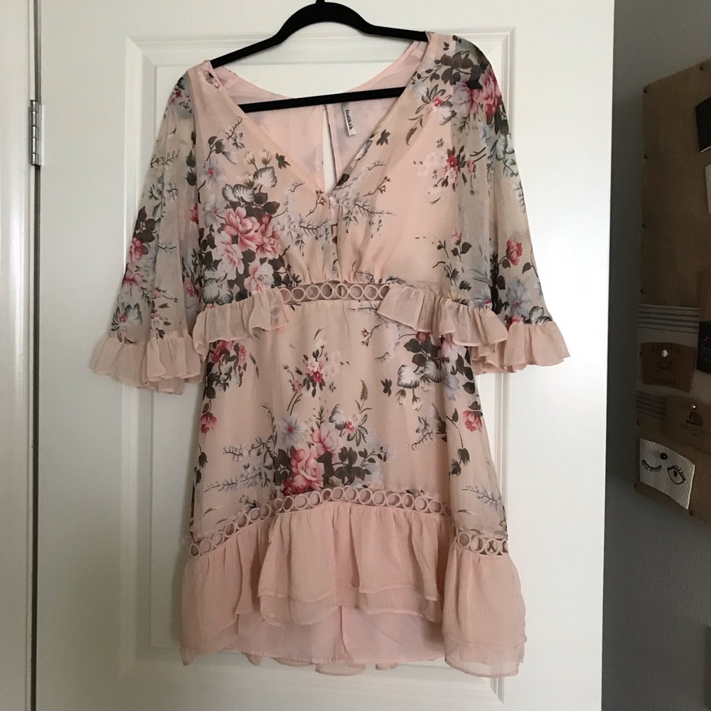 INDIKAH HELLO MOLLY FLORAL PINK DRESS
